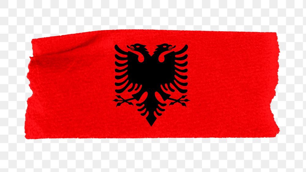Albanian flag png sticker, washi tape design, transparent background
