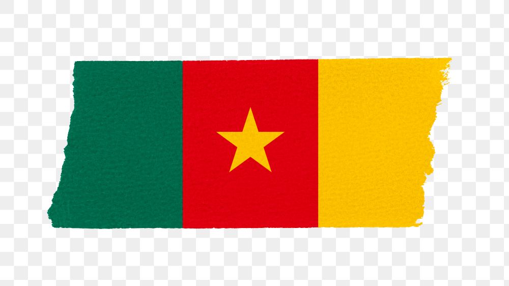 Cameroon flag png sticker, washi tape design, transparent background