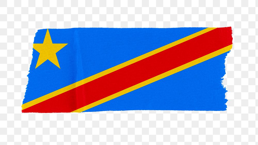Congolese flag png sticker, washi tape design, transparent background