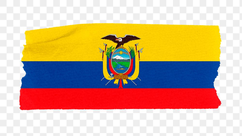 Ecuadorian flag png sticker, washi tape design, transparent background