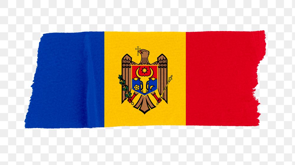 Moldovan flag png sticker, washi tape design, transparent background