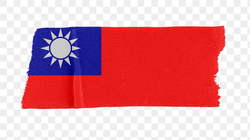 Taiwanese flag png sticker, washi tape design, transparent background
