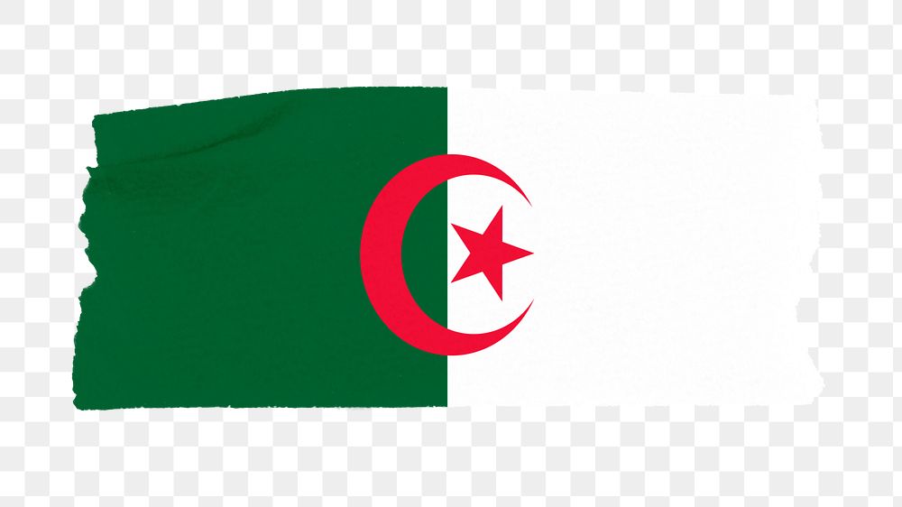 Algeria's flag png sticker, washi tape design, transparent background