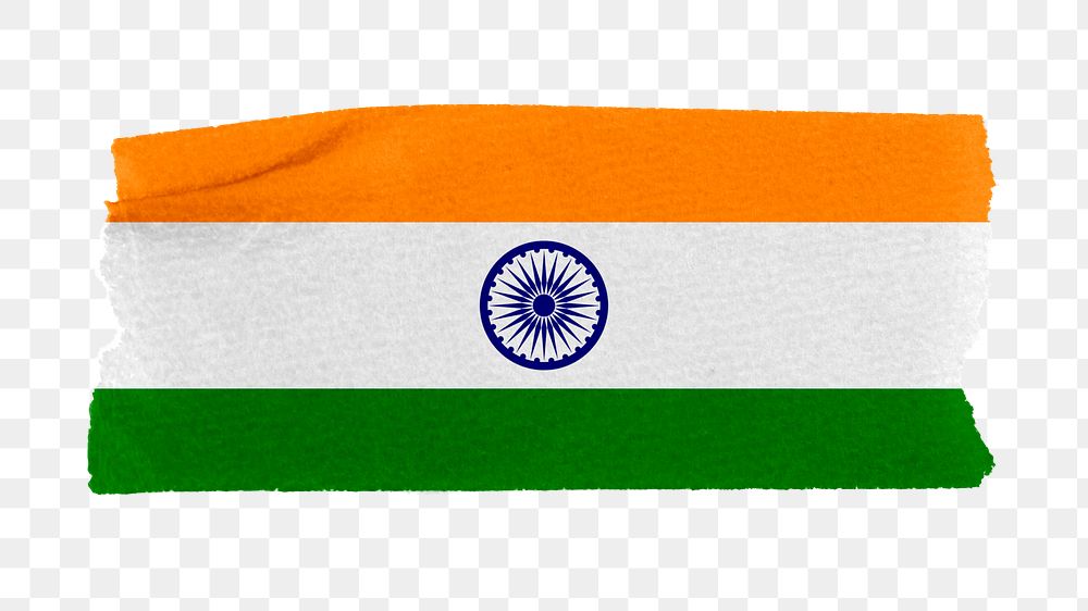 India's flag png sticker, washi tape design, transparent background
