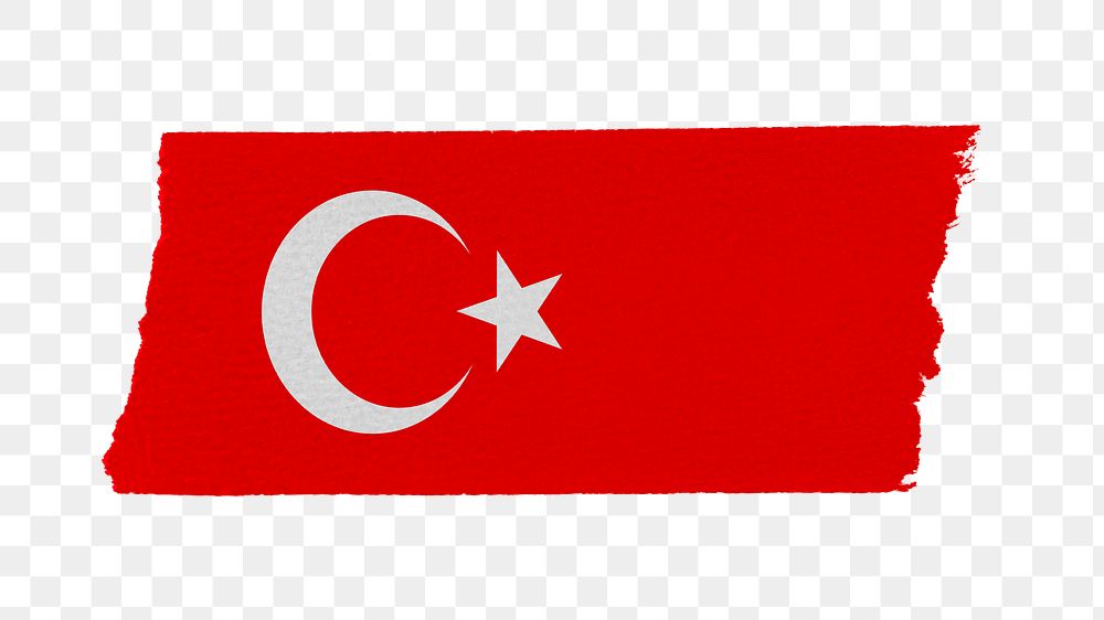 Turkey's flag png sticker, washi tape design, transparent background