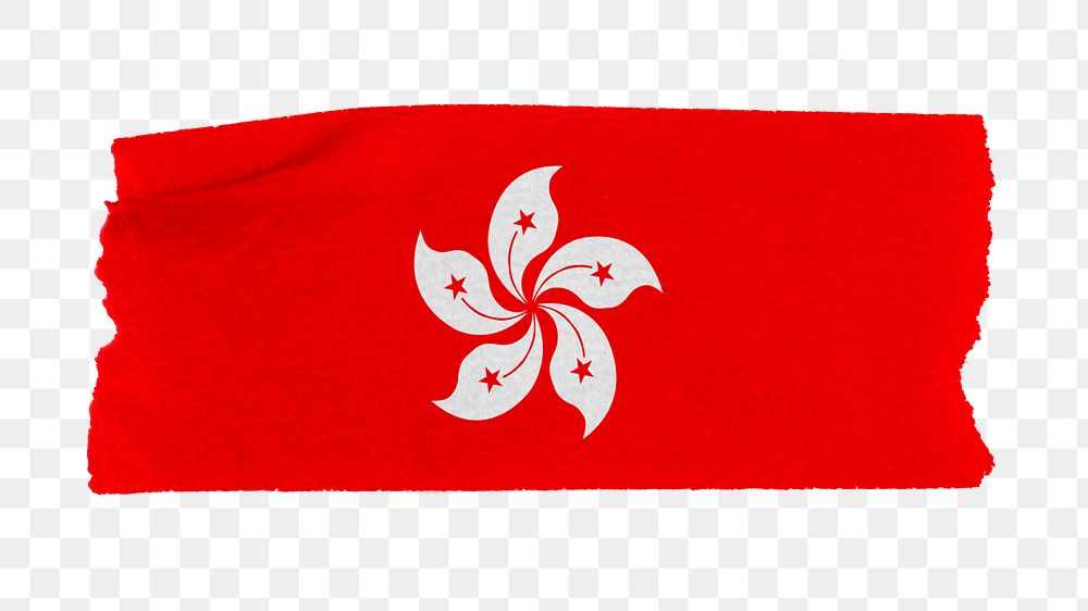 Hong Kong’s flag png sticker, washi tape design, transparent background