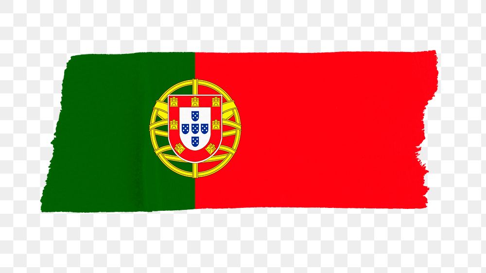Portugal's flag png sticker, washi tape design, transparent background
