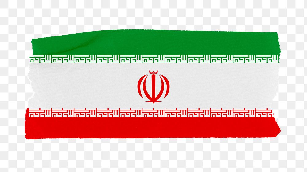 Iran's flag png sticker, washi tape design, transparent background