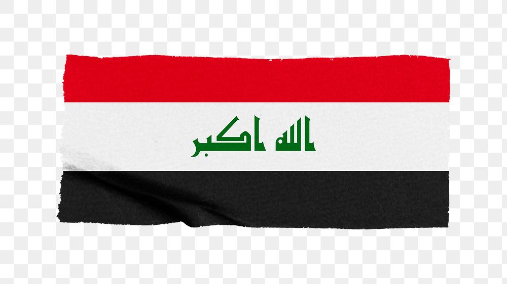 Iraq's flag png sticker, washi tape design, transparent background