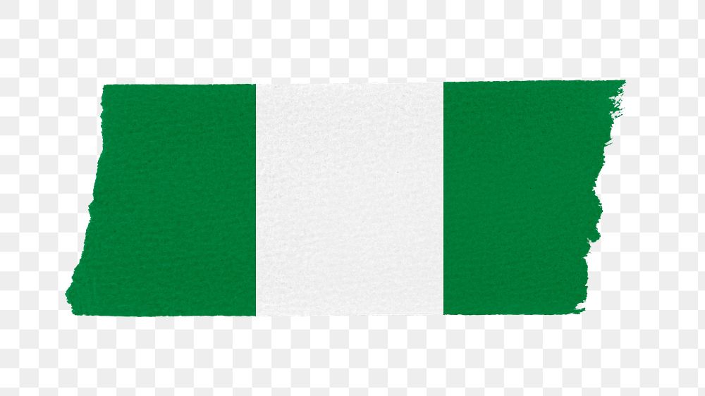 Nigeria's flag png sticker, washi tape design, transparent background