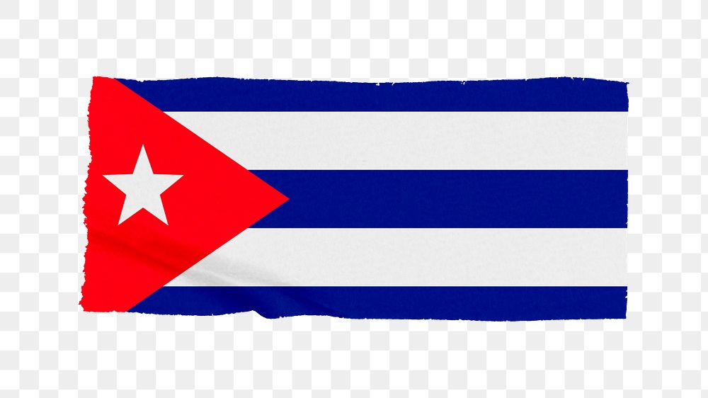 Cuba's flag png sticker, washi tape design, transparent background