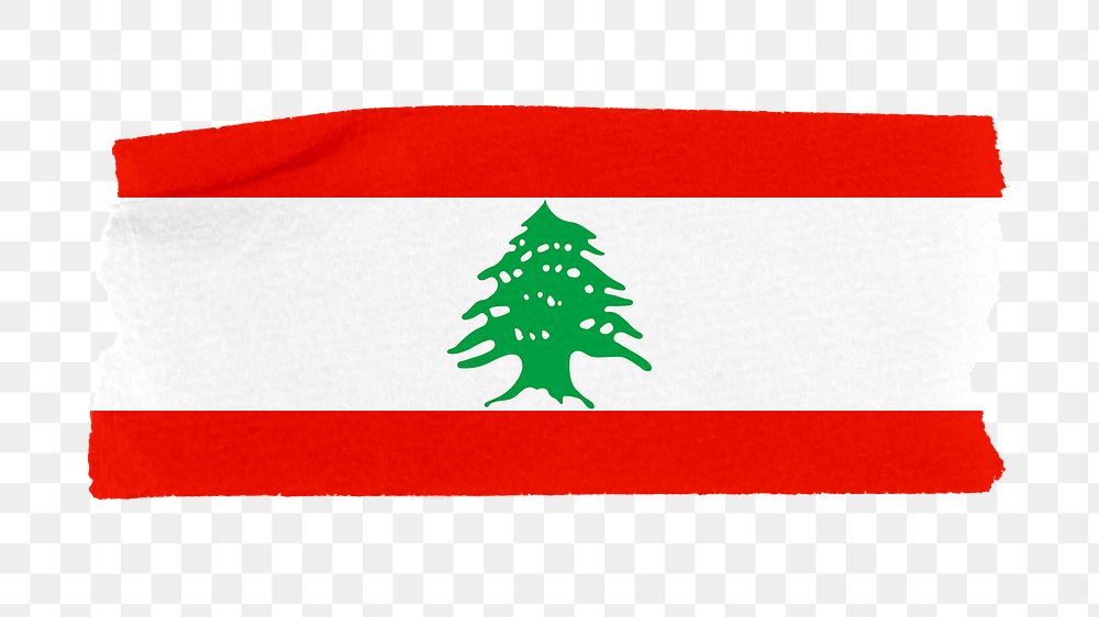 Lebanon's flag png sticker, washi tape design, transparent background