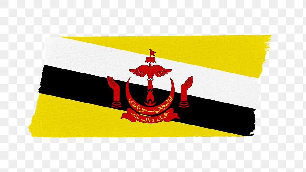 Brunei's flag png sticker, washi tape design, transparent background