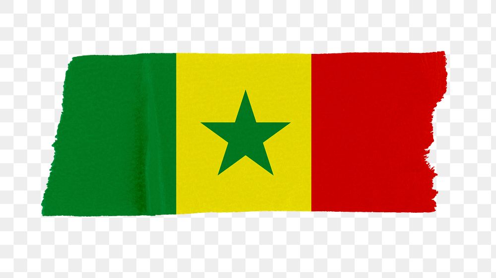 Senegal's flag png sticker, washi tape design, transparent background