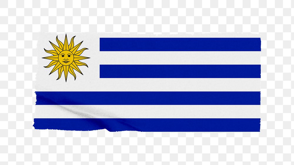Uruguay's flag png sticker, washi tape design, transparent background