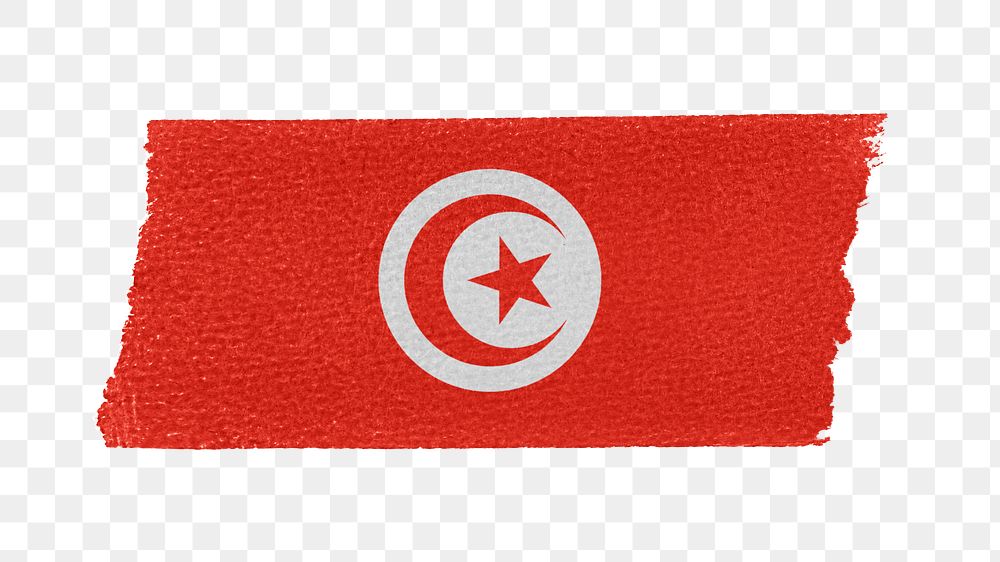 Tunisia's flag png sticker, washi tape design, transparent background