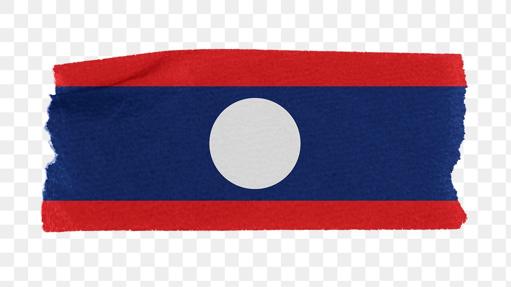 Laotian flag png sticker, washi tape design, transparent background