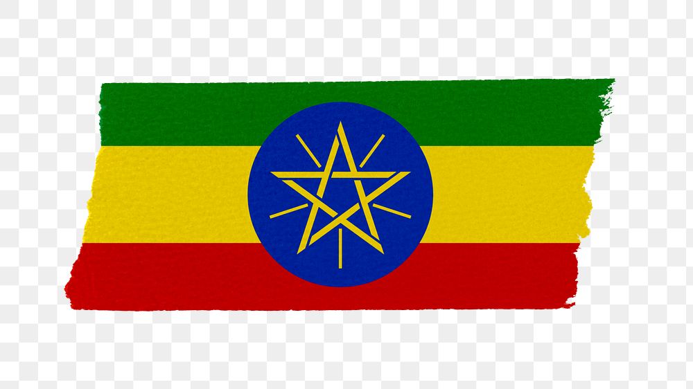 Ethiopia's flag png sticker, washi tape design, transparent background