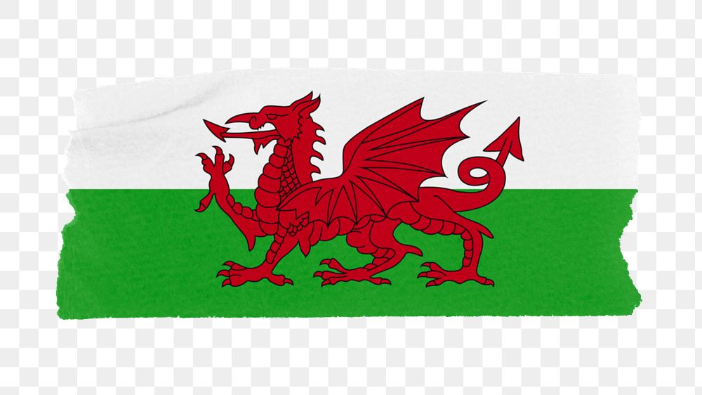 Welsh's flag png sticker, washi tape design, transparent background