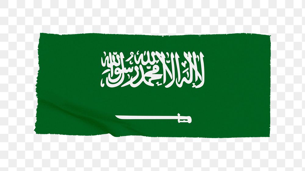 Saudi Arabia's flag png sticker, washi tape design, transparent background