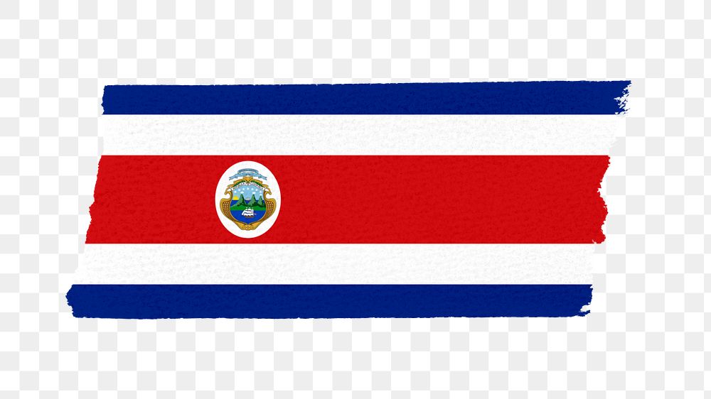 Costa Rica's flag png sticker, washi tape design, transparent background