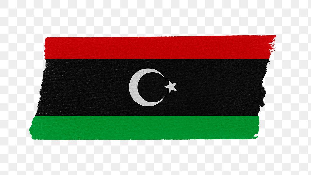 Libya's flag png sticker, washi tape design, transparent background