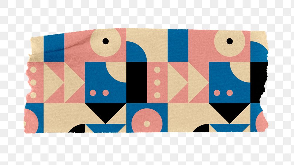 Bauhaus pattern png sticker, washi tape, transparent background