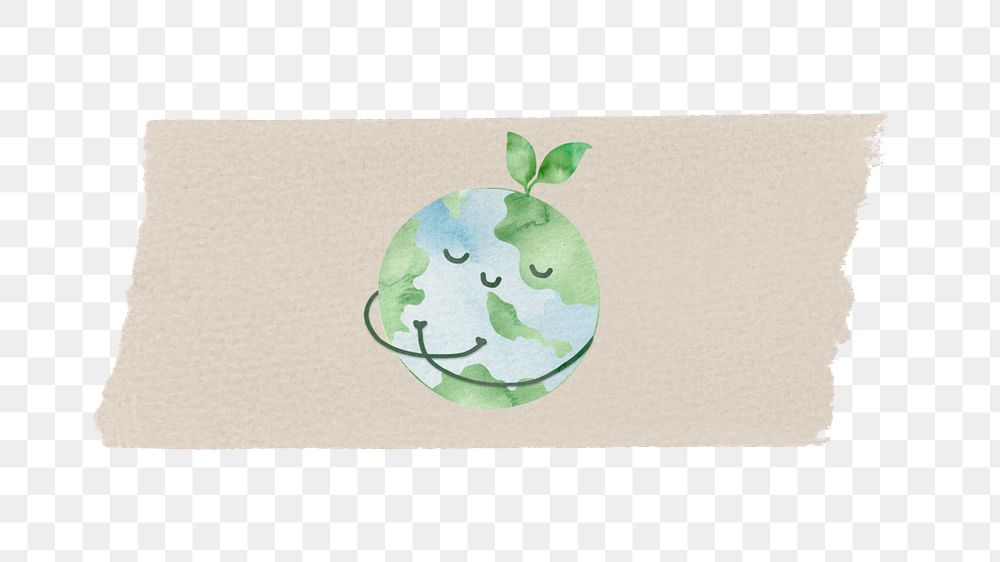 Earth day png sticker, washi tape, transparent background