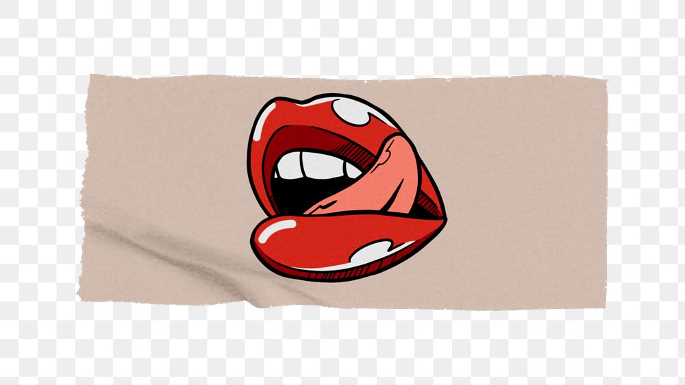 Sexy lips png sticker, washi tape, transparent background