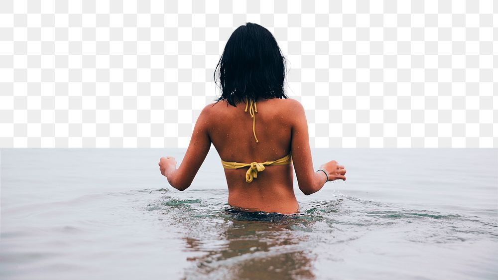 Woman in bikini png border, transparent background