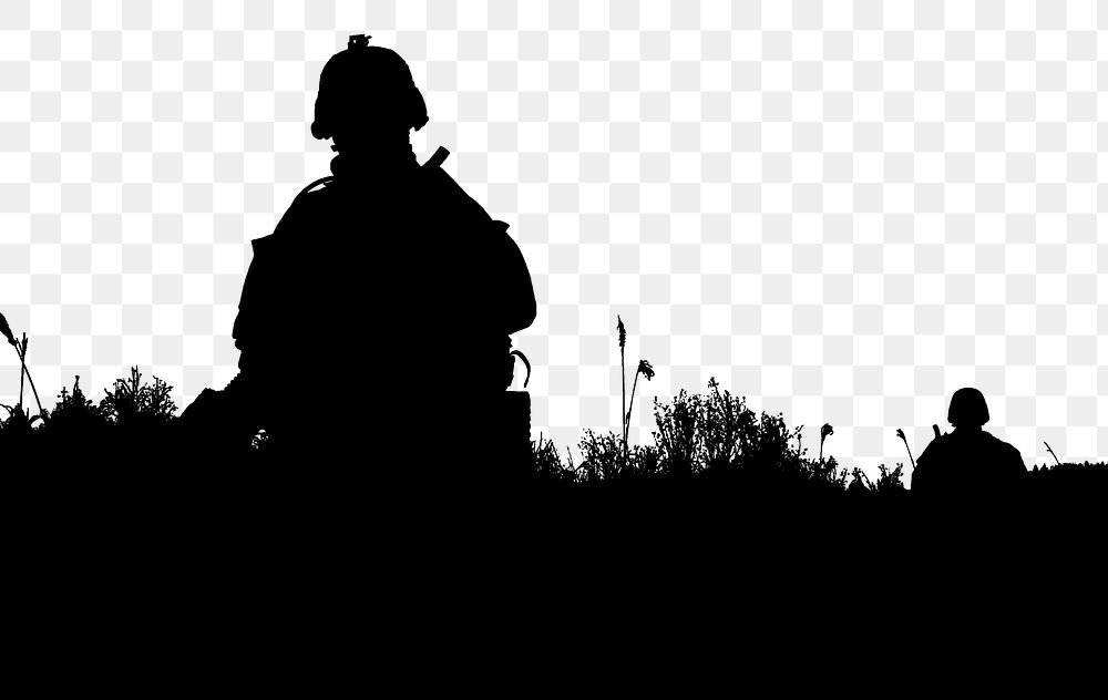 Soldier silhouette png border sticker, transparent background