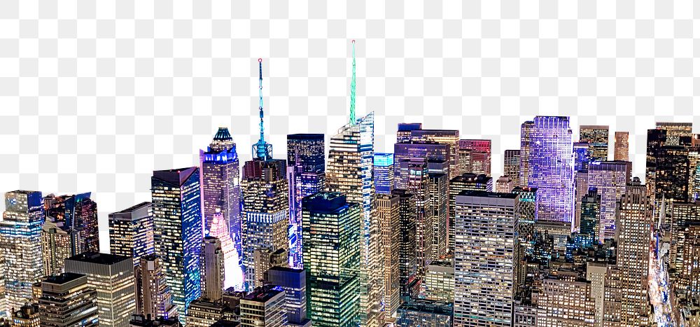 New York City png border, cityscape isolated image, transparent background