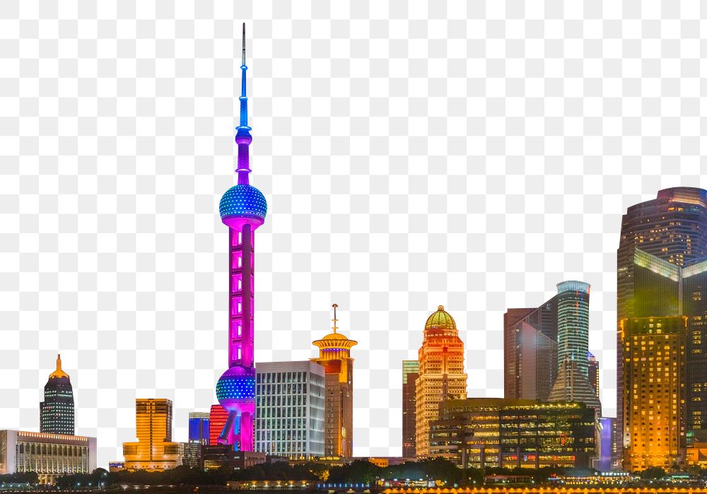 PNG Shanghai city Oriental Pearl Tower, collage element, transparent background