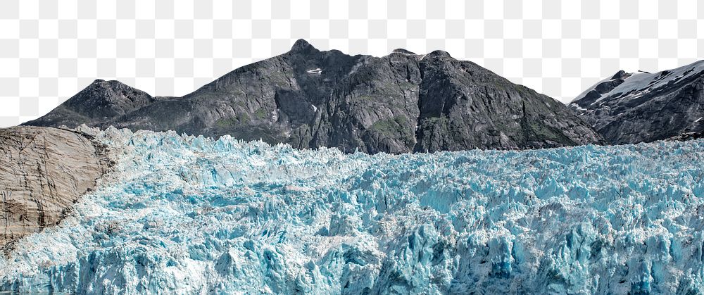 Glacier landform png border, winter image, transparent background