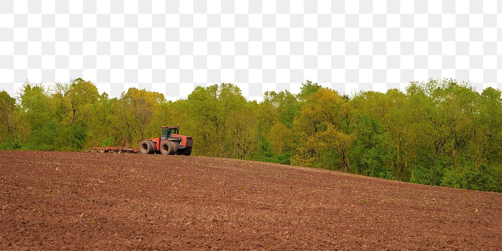 Tractor field png border, agriculture photo, transparent background