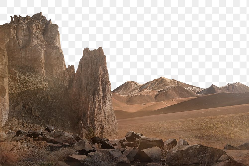 Desert landscape png border, nature image, transparent background