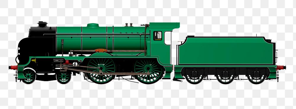 Green train png sticker, vehicle cut out, transparent background