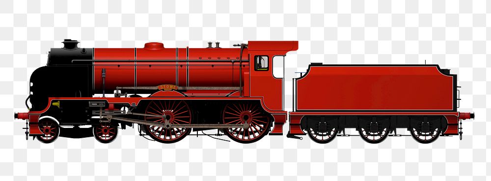 Red train png sticker, vehicle cut out, transparent background