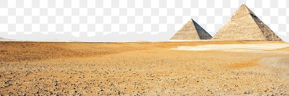 Egyptian pyramids png border, torn paper design, transparent background