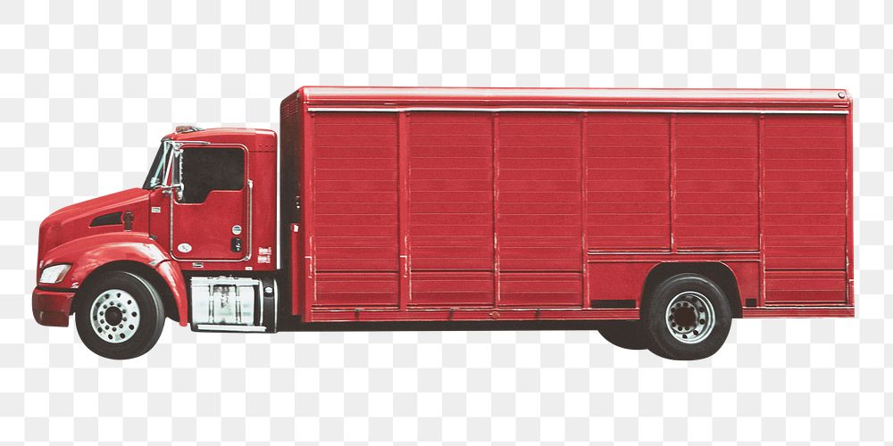 Red truck png sticker, transparent background