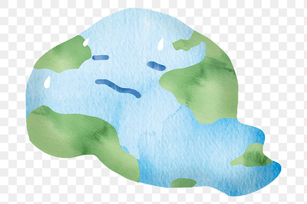 Global warming png sticker, watercolor, transparent background