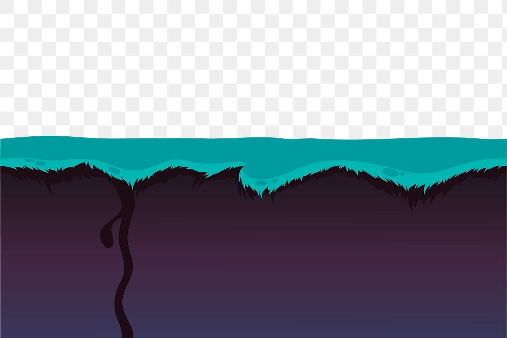 Ground border png sticker, Glitch game illustration, transparent background. 