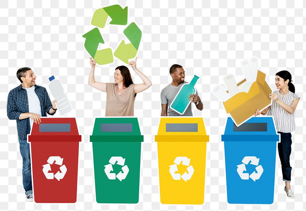 Recycling station png sticker, transparent background