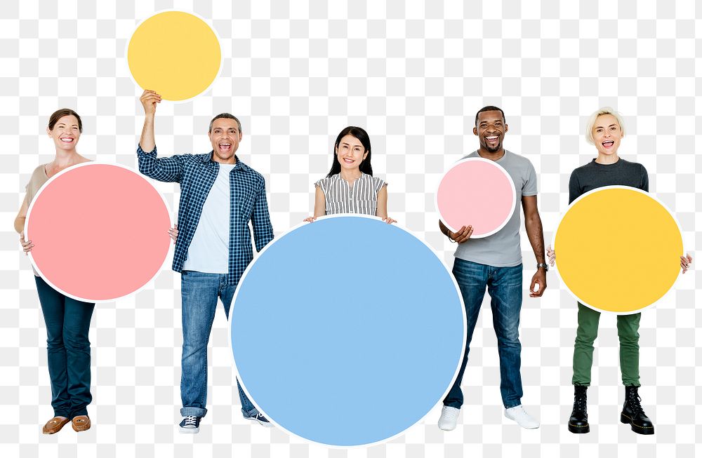 Png people with empty boards, transparent background