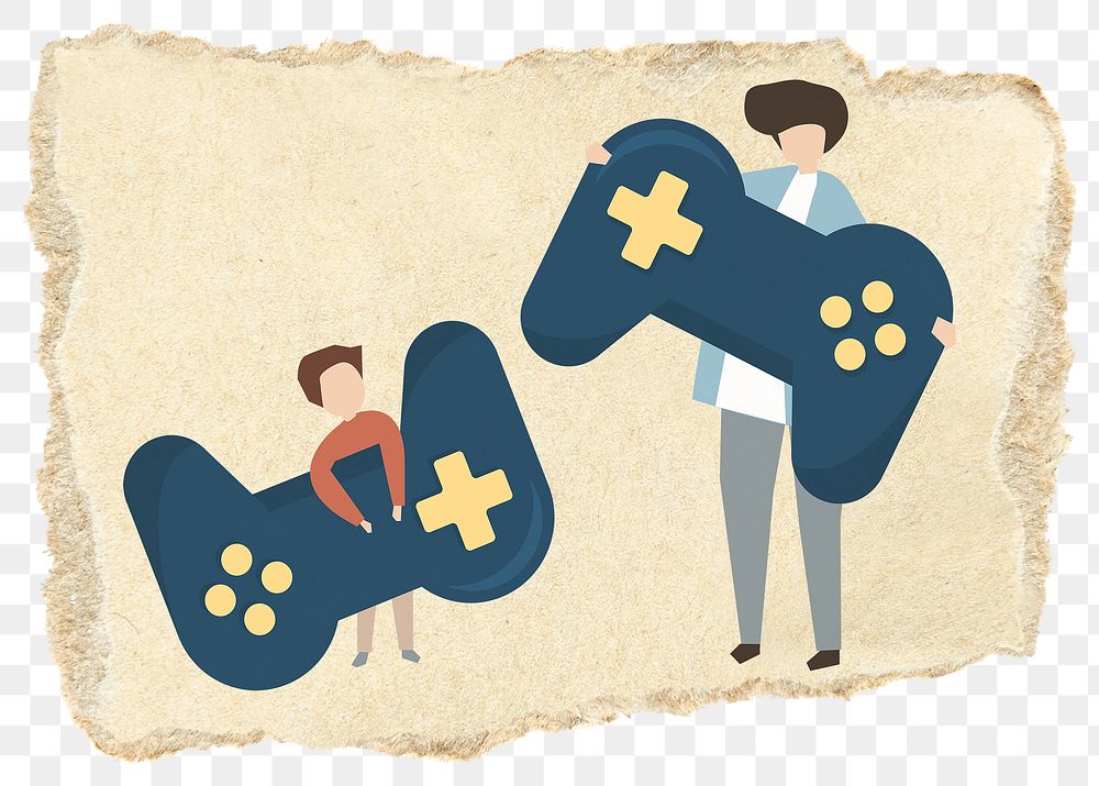 Family video game png sticker, transparent background