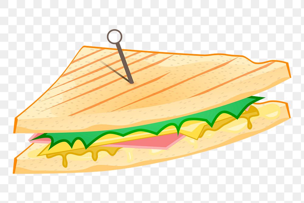 Sandwich, food png sticker, transparent background. Free public domain CC0 image.