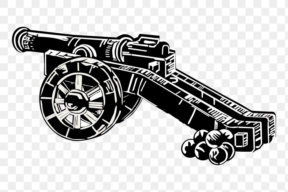 Medieval cannon png sticker, transparent background. Free public domain CC0 image.