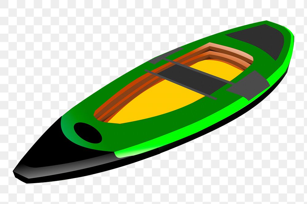 Green canoe png sticker, transparent background. Free public domain CC0 image.