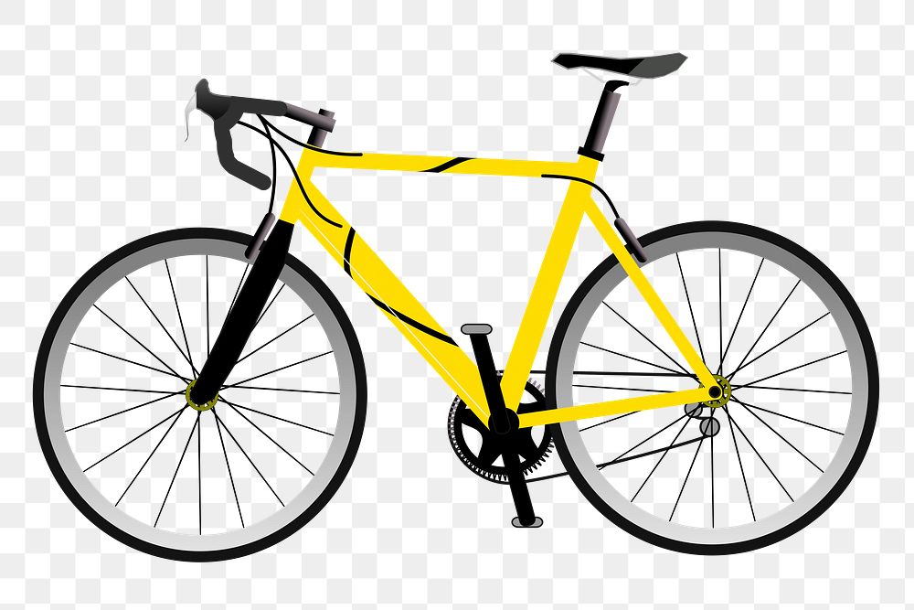 Yellow bicycle png sticker, transparent background. Free public domain CC0 image.