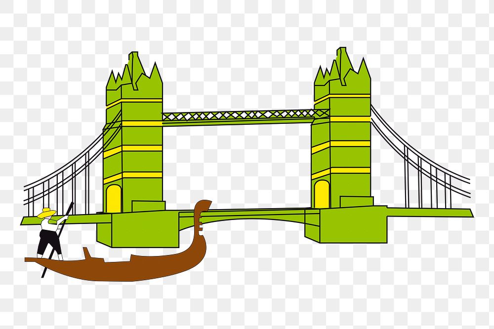 Tower Bridge png sticker, transparent background. Free public domain CC0 image.